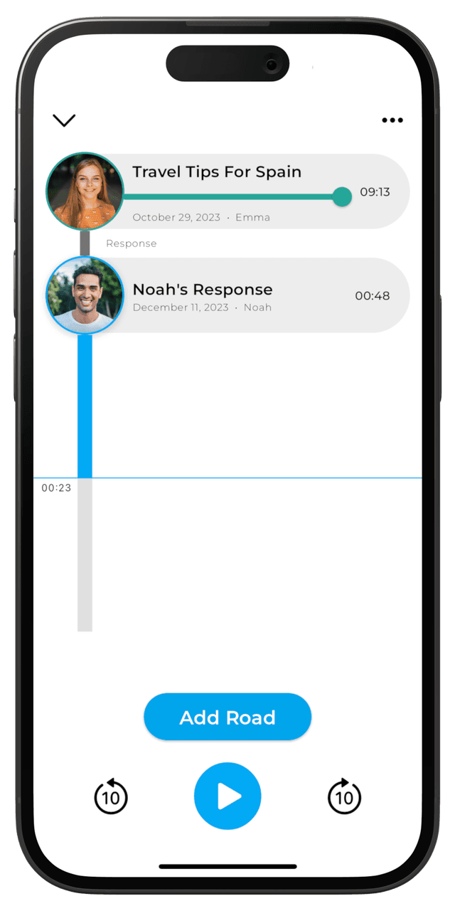 Screenshot of Olly app showing the main player with several comments.